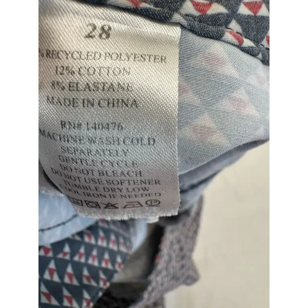 Faherty Men's Board Shorts Size 28 Blue/Red/White Geometric Drawstring HH1774